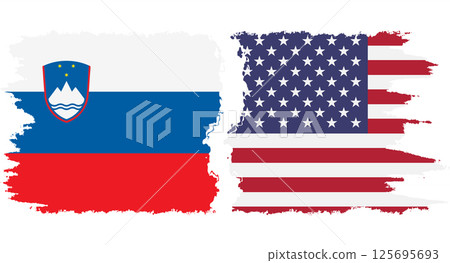USA and Slovenia grunge flags connection vector USA and Slovenia grunge flags connection vector 125695693