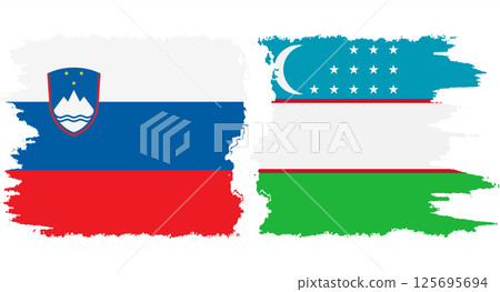 Uzbekistan and Slovenia grunge flags connection vector Uzbekistan and Slovenia grunge flags connection vector 125695694