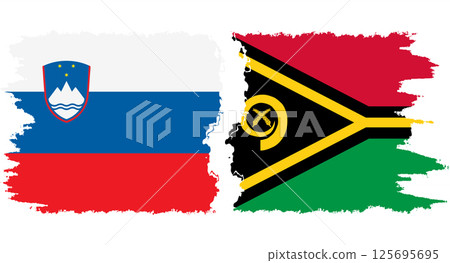 Vanuatu and Slovenia grunge flags connection vector Vanuatu and Slovenia grunge flags connection vector 125695695