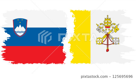 Vatican and Slovenia grunge flags connection vector 125695696