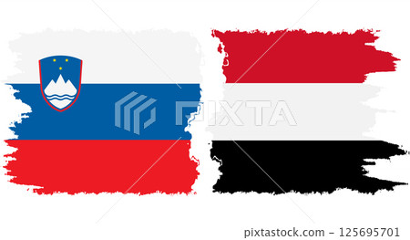 Yemen and Slovenia grunge flags connection vector 125695701