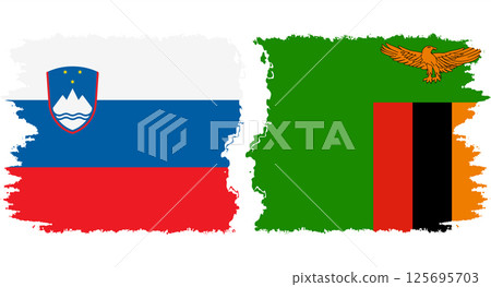 Zambia and Slovenia grunge flags connection vector Zambia and Slovenia grunge flags connection vector 125695703