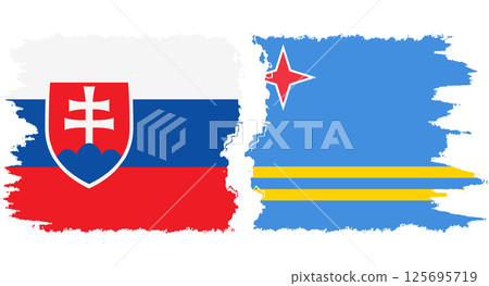 Aruba and Slovakia grunge flags connection vector Aruba and Slovakia grunge flags connection vector 125695719