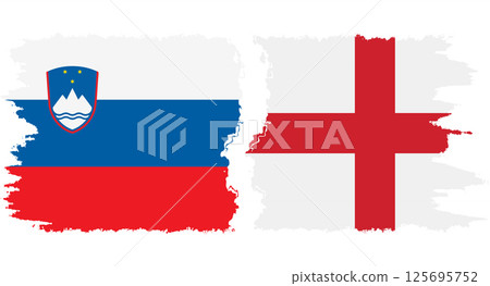 England and Slovenia grunge flags connection vector 125695752