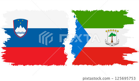 Equatorial Guinea and Slovenia grunge flags connection vector 125695753