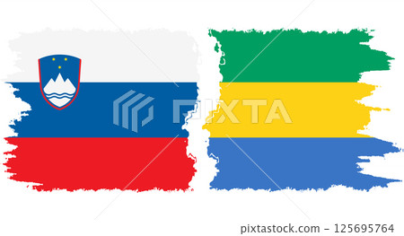 Gabon and Slovenia grunge flags connection vector 125695764