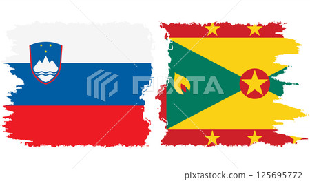Grenada and Slovenia grunge flags connection vector 125695772