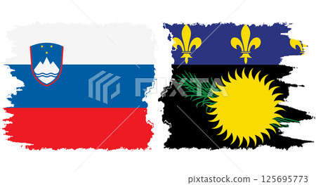 Guadeloupe and Slovenia grunge flags connection vector Guadeloupe and Slovenia grunge flags connection vector 125695773
