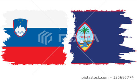 Guam and Slovenia grunge flags connection vector 125695774