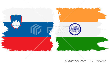 India and Slovenia grunge flags connection vector 125695784