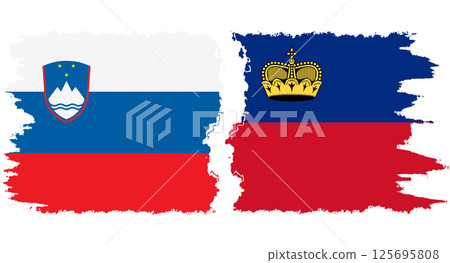 Liechtenstein and Slovenia grunge flags connection vector Liechtenstein and Slovenia grunge flags connection vector 125695808