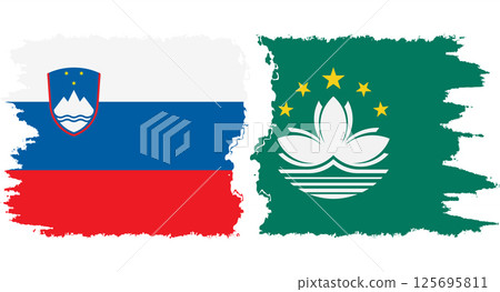 Macau and Slovenia grunge flags connection vector Macau and Slovenia grunge flags connection vector 125695811