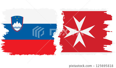 Malta and Slovenia grunge flags connection vector 125695818