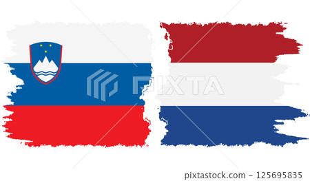 Netherlands and Slovenia grunge flags connection vector 125695835