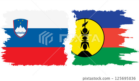 New Caledonia and Slovenia grunge flags connection vector 125695836