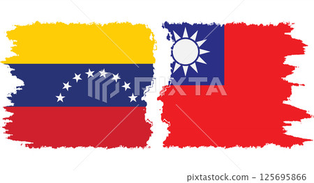 Taiwan and Venezuela grunge flags connection vector 125695866