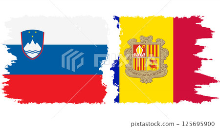 Andorra and Slovenia grunge flags connection vector 125695900