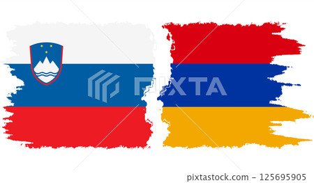 Armenia and Slovenia grunge flags connection vector 125695905