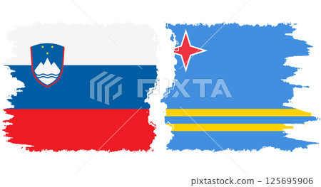Aruba and Slovenia grunge flags connection vector 125695906