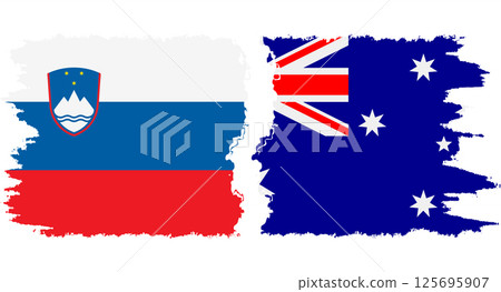 Australia and Slovenia grunge flags connection vector 125695907