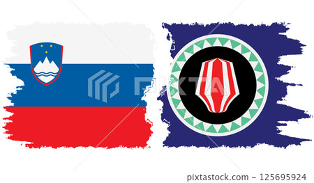 Bougainville and Slovenia grunge flags connection vector 125695924