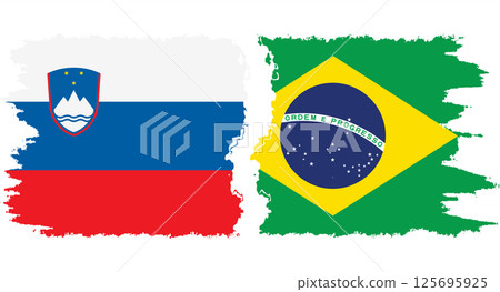 Brazil and Slovenia grunge flags connection vector 125695925