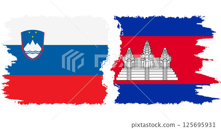 Cambodia and Slovenia grunge flags connection vector Cambodia and Slovenia grunge flags connection vector 125695931