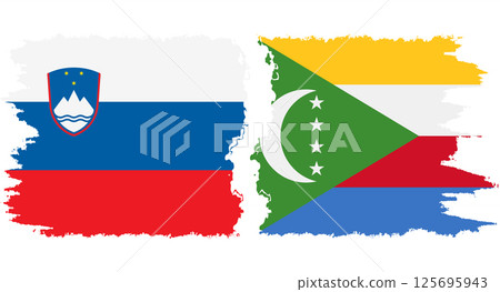 Comoros and Slovenia grunge flags connection vector 125695943