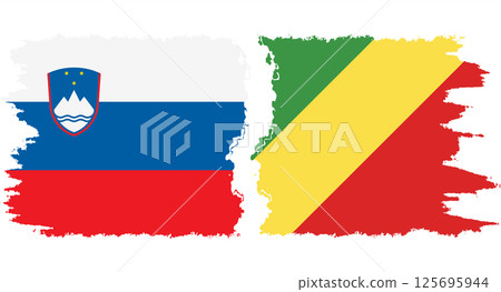 Congo-Brazzaville and Slovenia grunge flags connection vector 125695944