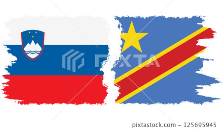 Congo - Kinshasa and Slovenia grunge flags connection vector 125695945