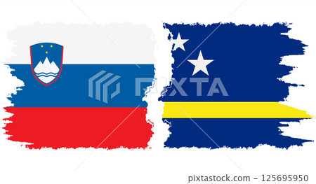 Curacao and Slovenia grunge flags connection vector Curacao and Slovenia grunge flags connection vector 125695950