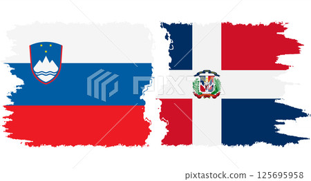 Dominican Republic and Slovenia grunge flags connection vector 125695958