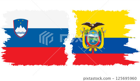 Ecuador and Slovenia grunge flags connection vector 125695960