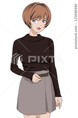 A woman who poses 125696890