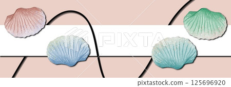 Colorful shells arranged artistically on a soft background showcasing coastal beauty 125696920