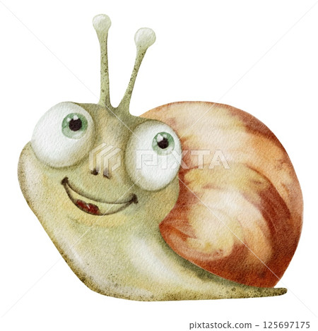 Colorful snail watercolor illustration for textile and wrapping design patterns 125697175