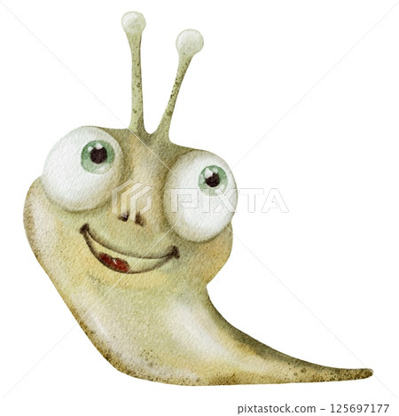 Playful snail illustration in watercolor style for textiles and background designs Playful snail illustration in watercolor style for textiles and background designs 125697177
