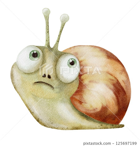 Snail illustration in watercolor style for seamless textile and wallpaper design patterns 125697199