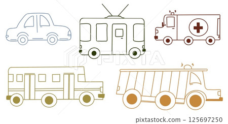 Colorful watercolor cars and baby vehicles pattern for fun design and decor 125697250
