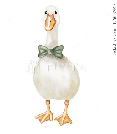 Whimsical geese pattern with charming bow ties for playful design projects Whimsical geese pattern with charming bow ties for playful design projects 125697449