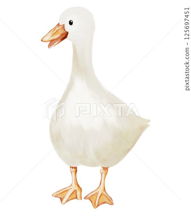 Geese in a whimsical design for textiles and wallpaper featuring a seamless pattern 125697451