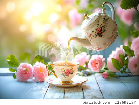 玫瑰圖案英式茶杯 125698157