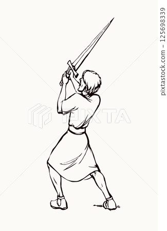 Vector drawing. Man with sword Vector drawing. Man with sword 125698339