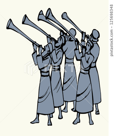 Vector drawing. People bowing befor king Vector drawing. People bowing befor king 125698348