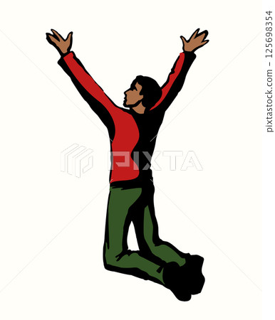 Vector drawing. Praying young man Vector drawing. Praying young man 125698354