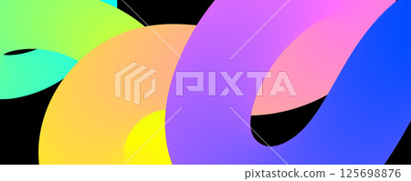 Colorful abstract swirling shape on black background. Vector illustration 125698876