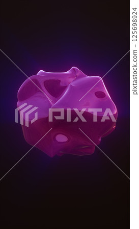 Smooth organic purple form glowing in darkness with abstract shapes and reflective surfaces Smooth organic purple form glowing in darkness with abstract shapes and reflective surfaces 125698924