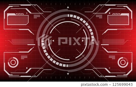 HUD sci-fi interface screen view white circular geometric design virtual futuristic technology creative display on red vector 125699043