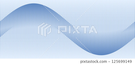 Abstract art geometric background with blue vertical lines. Optical illusion with waves and transition. Seamless pattern. Sea or music waves concept. 125699149