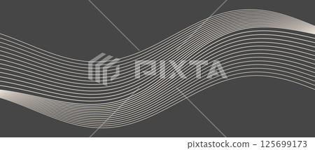 Abstract background with waves lines. Illusion of dynamic transition. White lines on a black background. 125699173